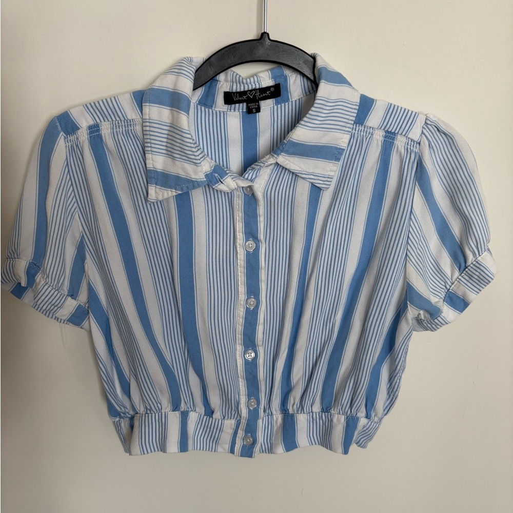 Velvet Heart Blue and White Striped Button Down Shirt